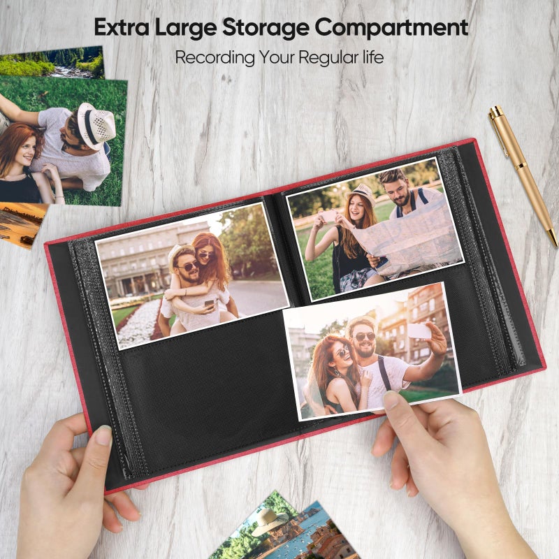 MSTONAL ألبوم Mstonal Linen Photo ألبوم 4x6 ألبومات صورة صغيرة من الكتان يمسك بألبوم صور 200 جيوب ألبومات زائفة - Image 5