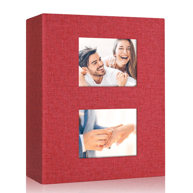 MSTONAL ألبوم Mstonal Linen Photo ألبوم 4x6 ألبومات صورة صغيرة من الكتان يمسك بألبوم صور 200 جيوب ألبومات زائفة - Image 1