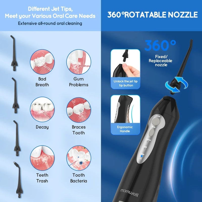 Mornwell Portable Water Flosser with Electric Toothbrush Combo:Gums Care - Brushing & Flossing for Adults, Travel Use, D52 & X3 - Image 5