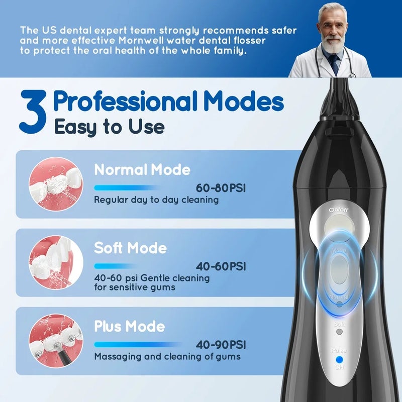 Mornwell Portable Water Flosser with Electric Toothbrush Combo:Gums Care - Brushing & Flossing for Adults, Travel Use, D52 & X3 - Image 4