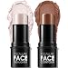 FOCALLURE 2 Pcs Contour Foundation Stick Highlighter Bronzer Pen Face Brightens Shades Pencil Highlighting Shade Longwear Makeup Highlight Bronzer Shaping Trimming StickUniversal - Image 2