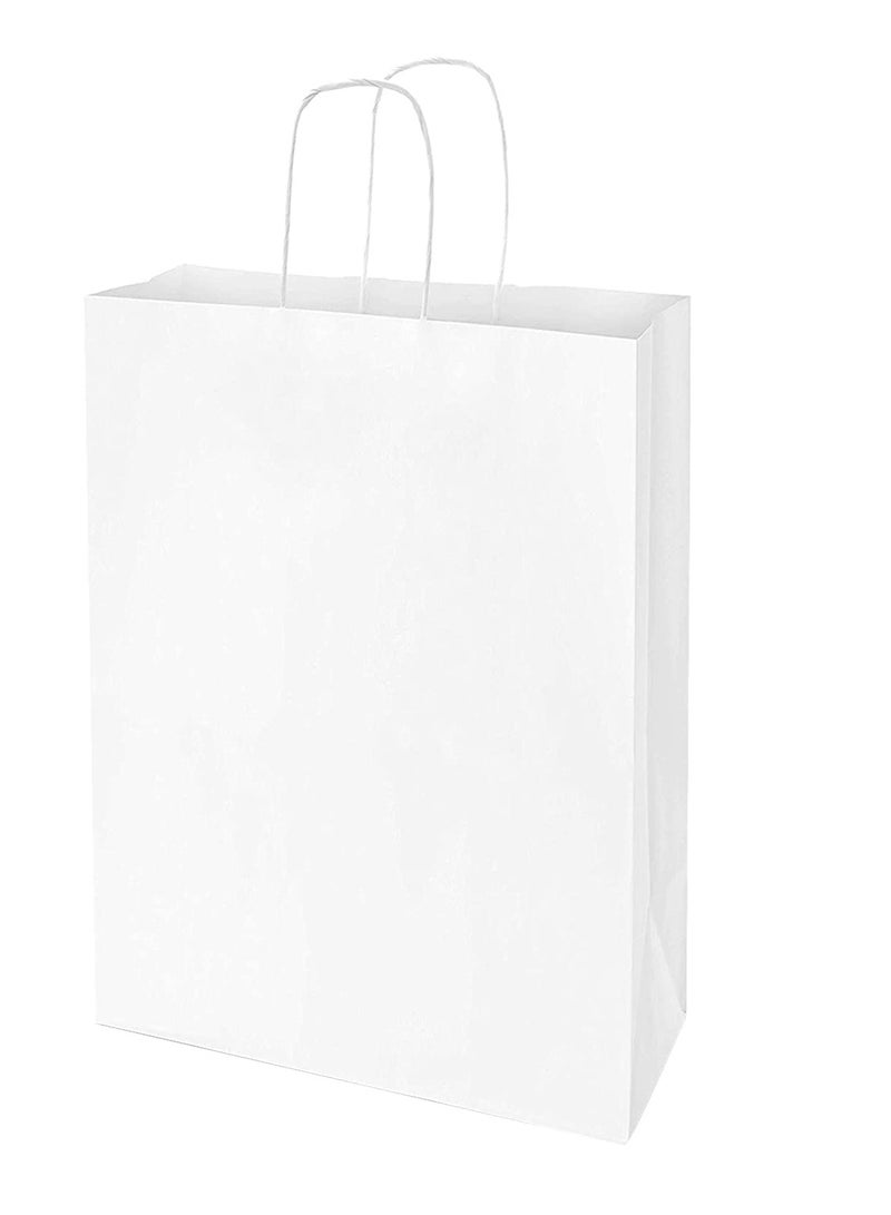 MARKQ أكياس ورقية بيضاء مع مقابض 27 × 22 × 11 سم أكياس هدايا كبيرة من كرافت لحفلات عيد الميلاد، الزفاف، حفلات الزفاف، الأعمال (12 كيس) - Image 1