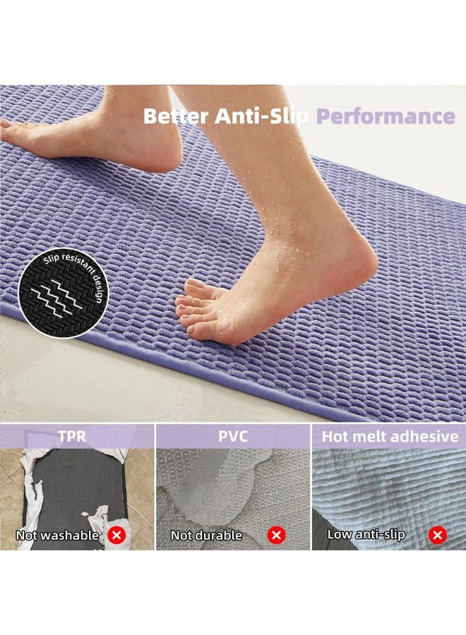 TYUU Bathroom Rugs Non Slip Washable, Super Absorbent Thin Bath Mat Small Quick Dry Low Pile Bathroom Rug, Lavender 16"x24" - Image 4