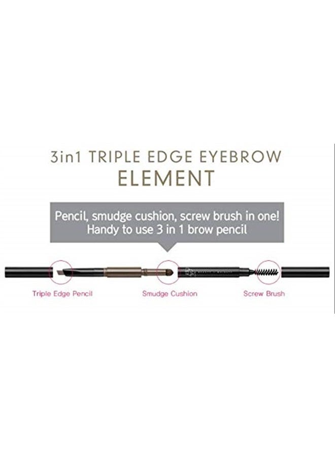 BOM 3 in 1 Triple Edge Eyebrow Pencil with Blender and Spoolie Long Lasting Waterproof, Choco Brown - Image 2