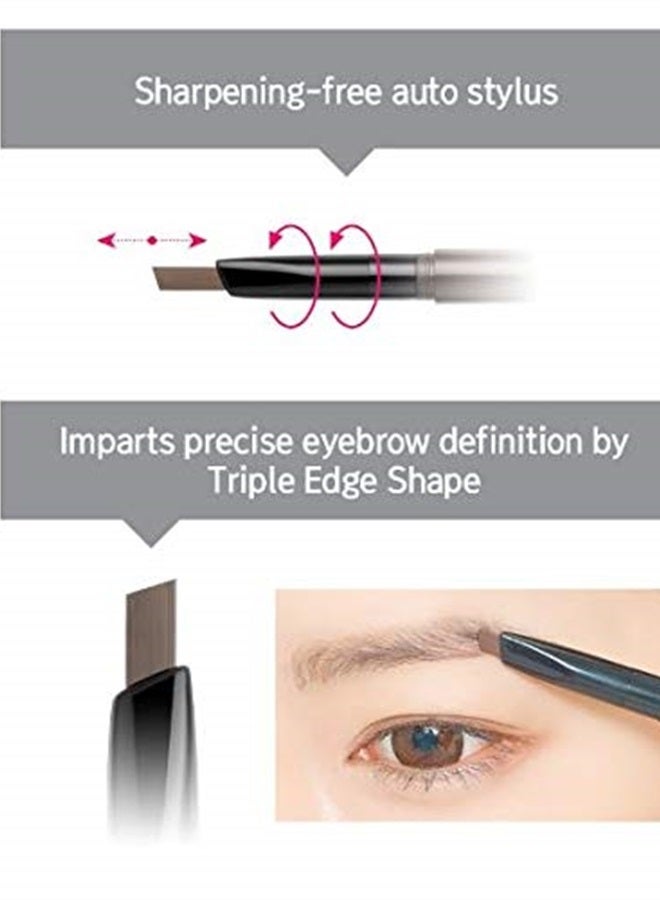 BOM 3 in 1 Triple Edge Eyebrow Pencil with Blender and Spoolie Long Lasting Waterproof, Choco Brown - Image 3