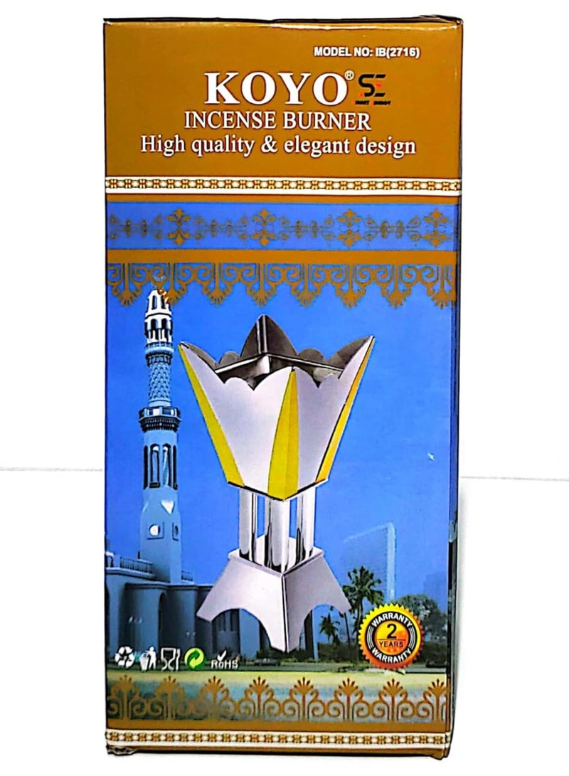 SE Japanese Electric Incense Burner | Ideal for Burning Arabian Oud Wood and Powder Incense | Modern Silver Design | - Image 1