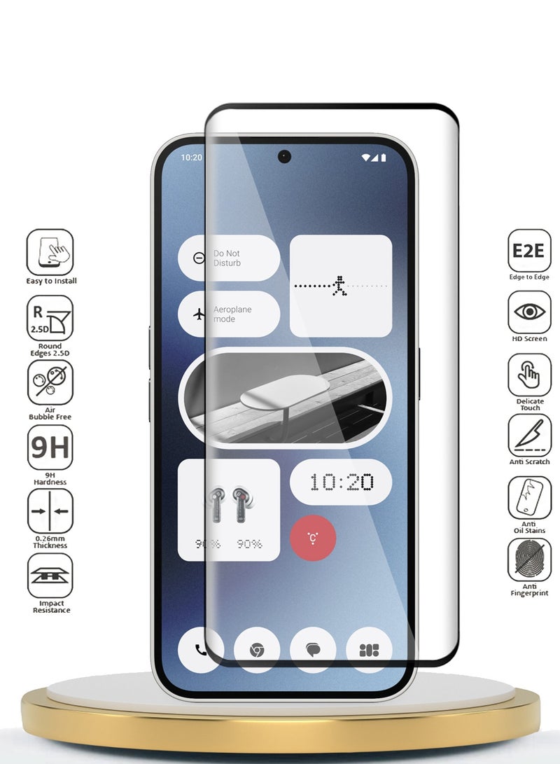 دبليو تيك Nothing Phone 2a 5G 2024 / Nothing Phone (2a) Plus 5G 2024 Premium E2E Full Glue بغطاء كامل واقي شاشة من الزجاج المقسى (MSGECN) - شفاف / أسود - Image 2