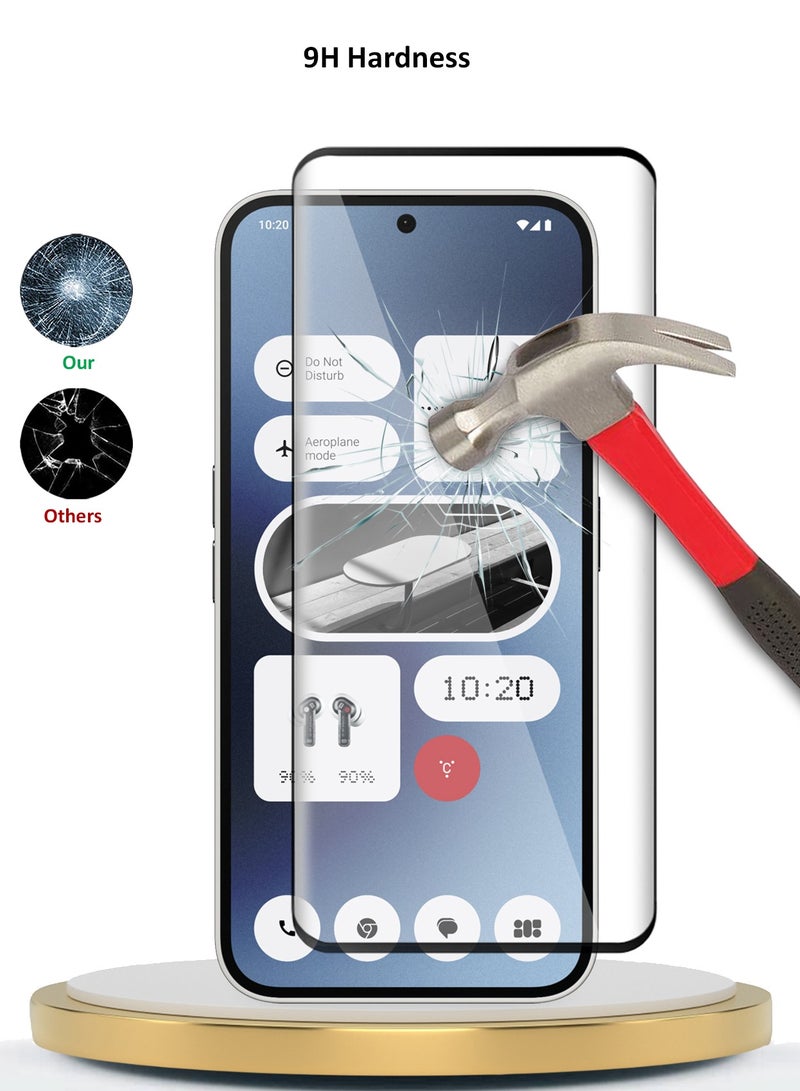 دبليو تيك Nothing Phone 2a 5G 2024 / Nothing Phone (2a) Plus 5G 2024 Premium E2E Full Glue بغطاء كامل واقي شاشة من الزجاج المقسى (MSGECN) - شفاف / أسود - Image 3