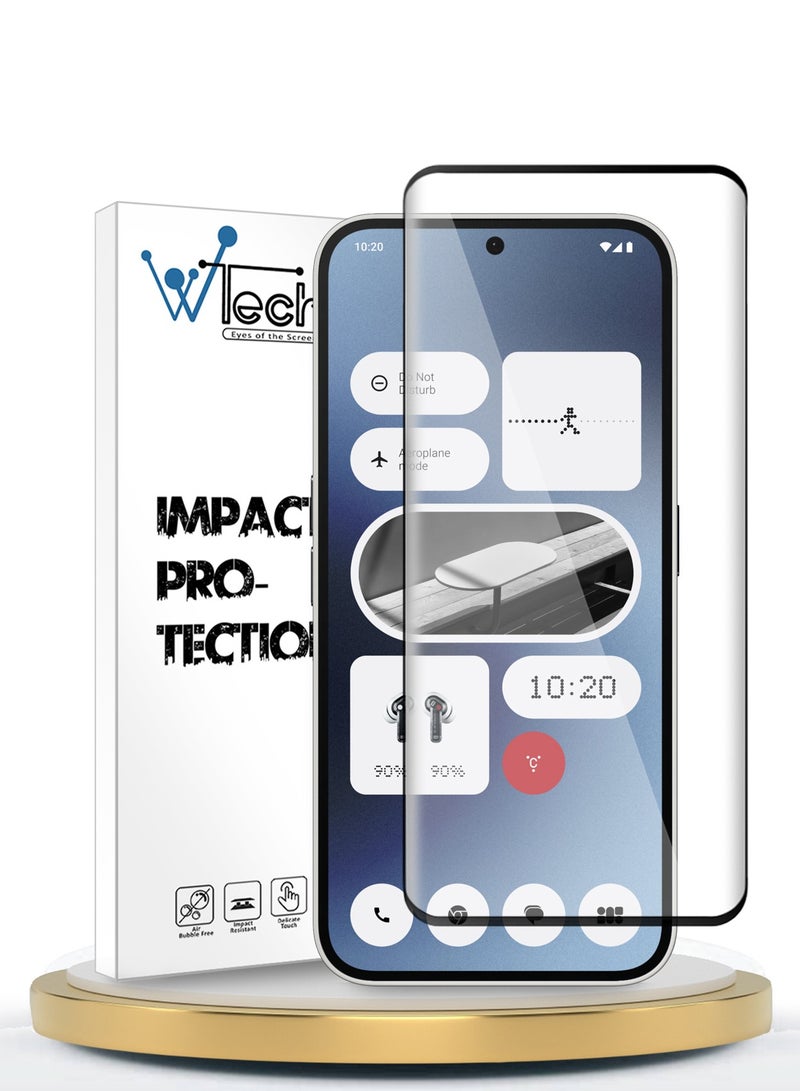 دبليو تيك Nothing Phone 2a 5G 2024 / Nothing Phone (2a) Plus 5G 2024 Premium E2E Full Glue بغطاء كامل واقي شاشة من الزجاج المقسى (MSGECN) - شفاف / أسود - Image 1