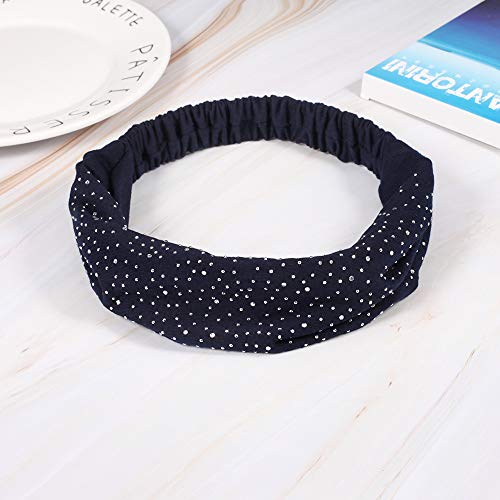 DINPREY Rhinestone Dots Wide Bandana Headband - Women's Twisted Solid Diamond Workout, Yoga & Makeup Head Wrap (4 Pcs) - Image 2