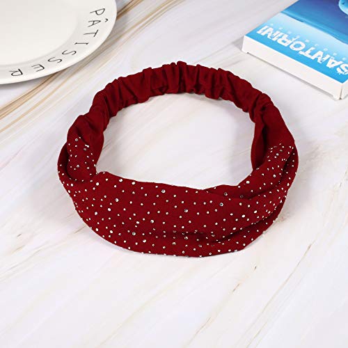 DINPREY Rhinestone Dots Wide Bandana Headband - Women's Twisted Solid Diamond Workout, Yoga & Makeup Head Wrap (4 Pcs) - Image 4