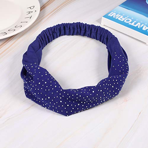 DINPREY Rhinestone Dots Wide Bandana Headband - Women's Twisted Solid Diamond Workout, Yoga & Makeup Head Wrap (4 Pcs) - Image 3