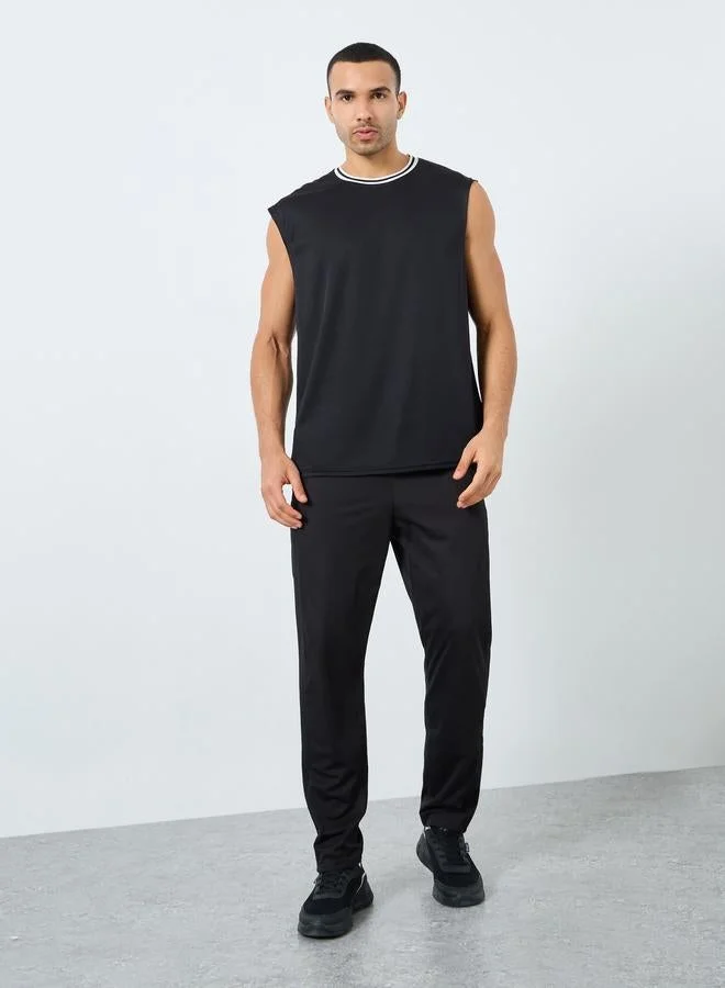 Styli Active Regular Fit Contrast Tipping Neck Rib Athleisure Tank