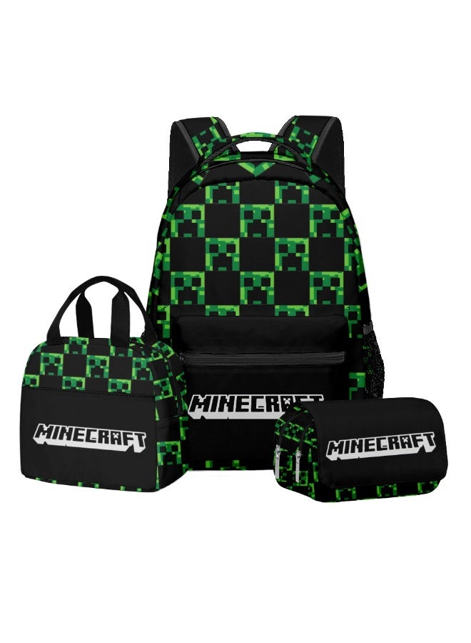 ماين كرافت على ظهره مقلمة حقيبة الغداء ثلاث قطع دعوى الرجال والنساء الترفيه الرياضة حقيبة السفر طالب حقيبة المدرسة