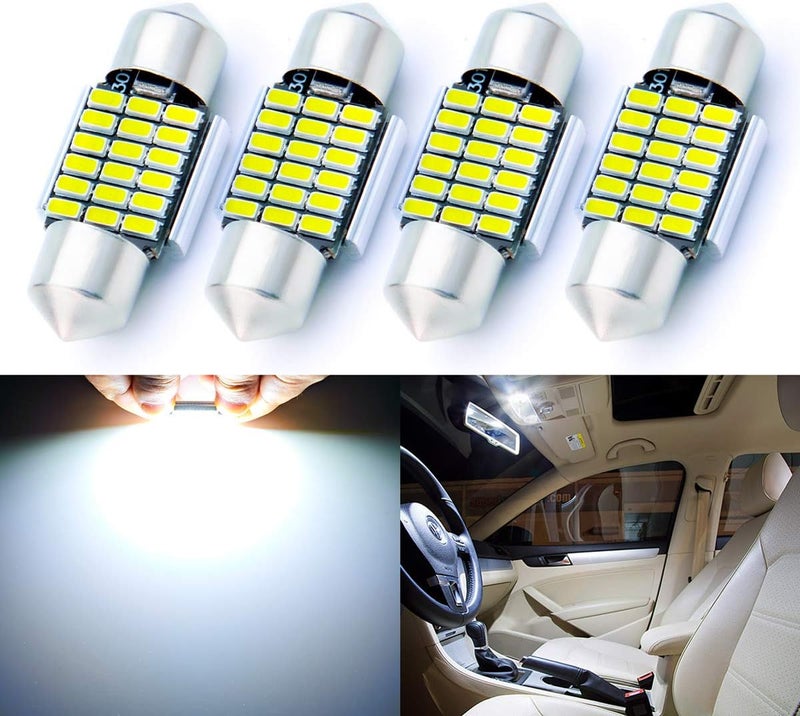 AUTOGINE 4pcs CAN-Bus Error Free DE3175 DE3021 DE3022 LED Bulbs Festoon 31MM 1.25" Xenon White - Image 1