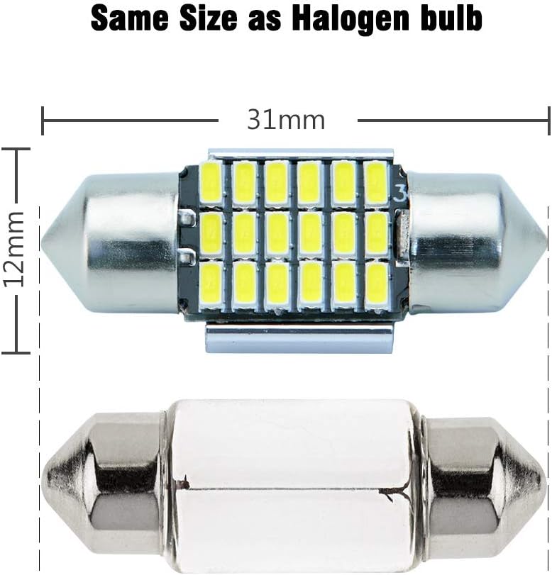 AUTOGINE 4pcs CAN-Bus Error Free DE3175 DE3021 DE3022 LED Bulbs Festoon 31MM 1.25" Xenon White - Image 5