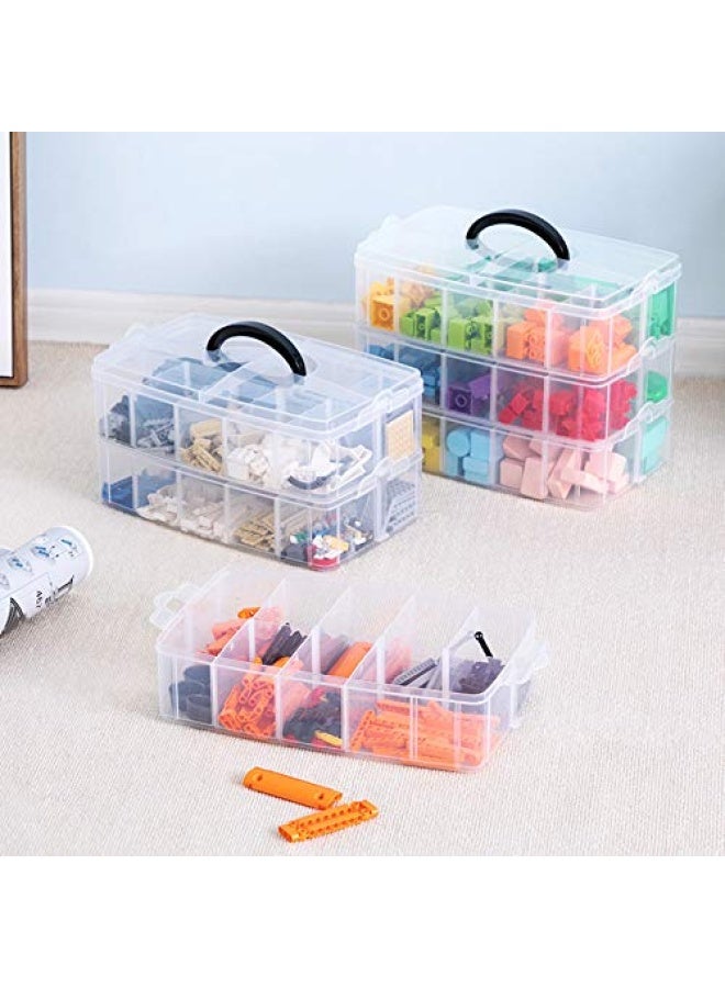 Sooyee 3 Layer Things And Crafts Storage Box With 30 Adjustable Compartments For Organizing Washi Tape Embroidery Accessories Threads Bobbins Kids Toy Beauty Supplies Nail Polish Jewelry Large - Image 2