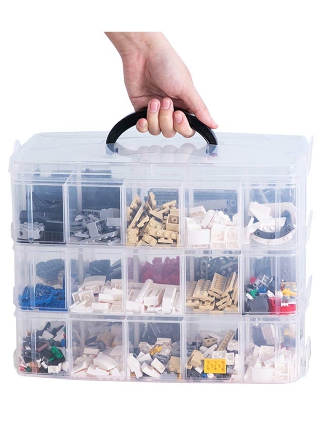 Sooyee 3 Layer Things And Crafts Storage Box With 30 Adjustable Compartments For Organizing Washi Tape Embroidery Accessories Threads Bobbins Kids Toy Beauty Supplies Nail Polish Jewelry Large - Image 1