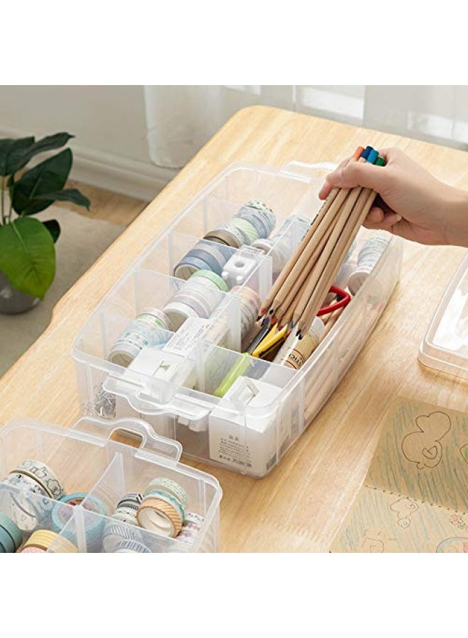 Sooyee 3 Layer Things And Crafts Storage Box With 30 Adjustable Compartments For Organizing Washi Tape Embroidery Accessories Threads Bobbins Kids Toy Beauty Supplies Nail Polish Jewelry Large - Image 3