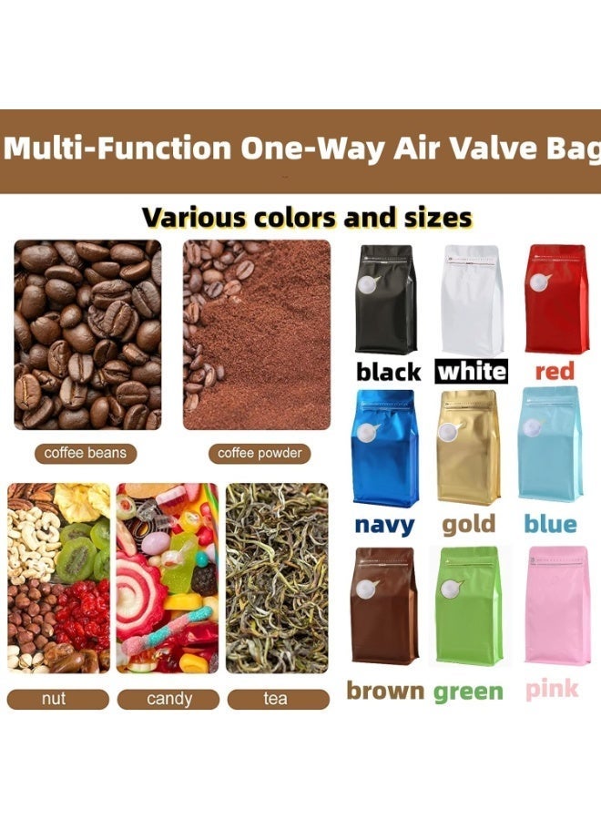 HZYH Coffee Bags With Valve (16 oz, 1 lb, 25pcs) - Black High Barrier Aluminumed Foil Flat Bottom Heat Sealed Packaging for Coffee Beans - Side Zipper Resealable for Home or Business - Image 4