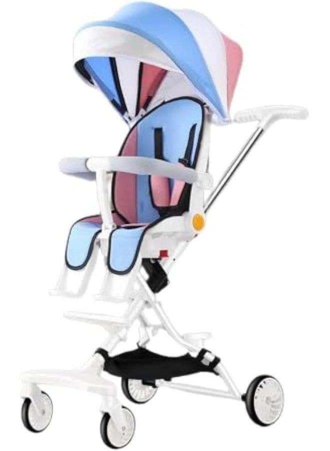 Portable Compact Airport Travel Stroller, White And Blue Cap - Image 1