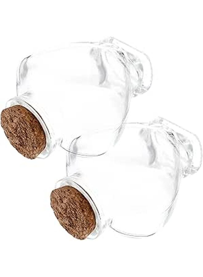 2 Pcs Heart Shaped Glass Jars With Lids For DIY Crafts And Miniature Decor - Image 1