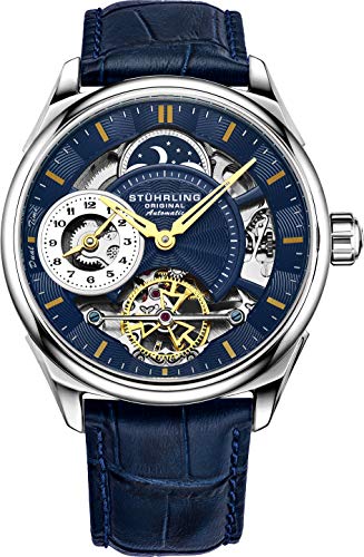 Stuhrling Original Stuhrling Mens Automatic Dress Watch Stainless Steel with Automatic Skeleton with Duel Time AM/PM Indicator - Image 1