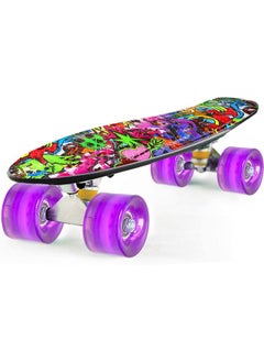 STRAUSS STRAUSS Cruiser PW Skateboard| Penny Skateboard | Casterboard | Hoverboard | Anti-Skid Board with ABEC-7 High Precision Bearings | PU Wheel with Light | Ideal for 8 Years and Above | 22 X 6 Inch  - Image 1