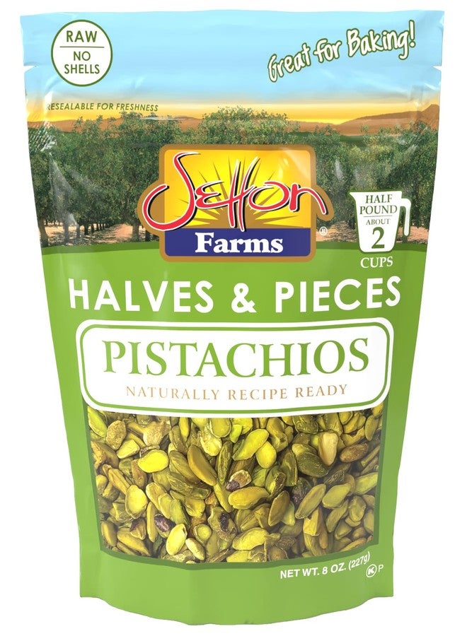 Setton Farms Shelled Pistachio Kernels, Halves & Pieces Raw, 8 Ounce (No Shells, Raw, Unsalted) (Perfect for making Dubai Chocolate, and other Baking and Cooking Needs). - Image 1