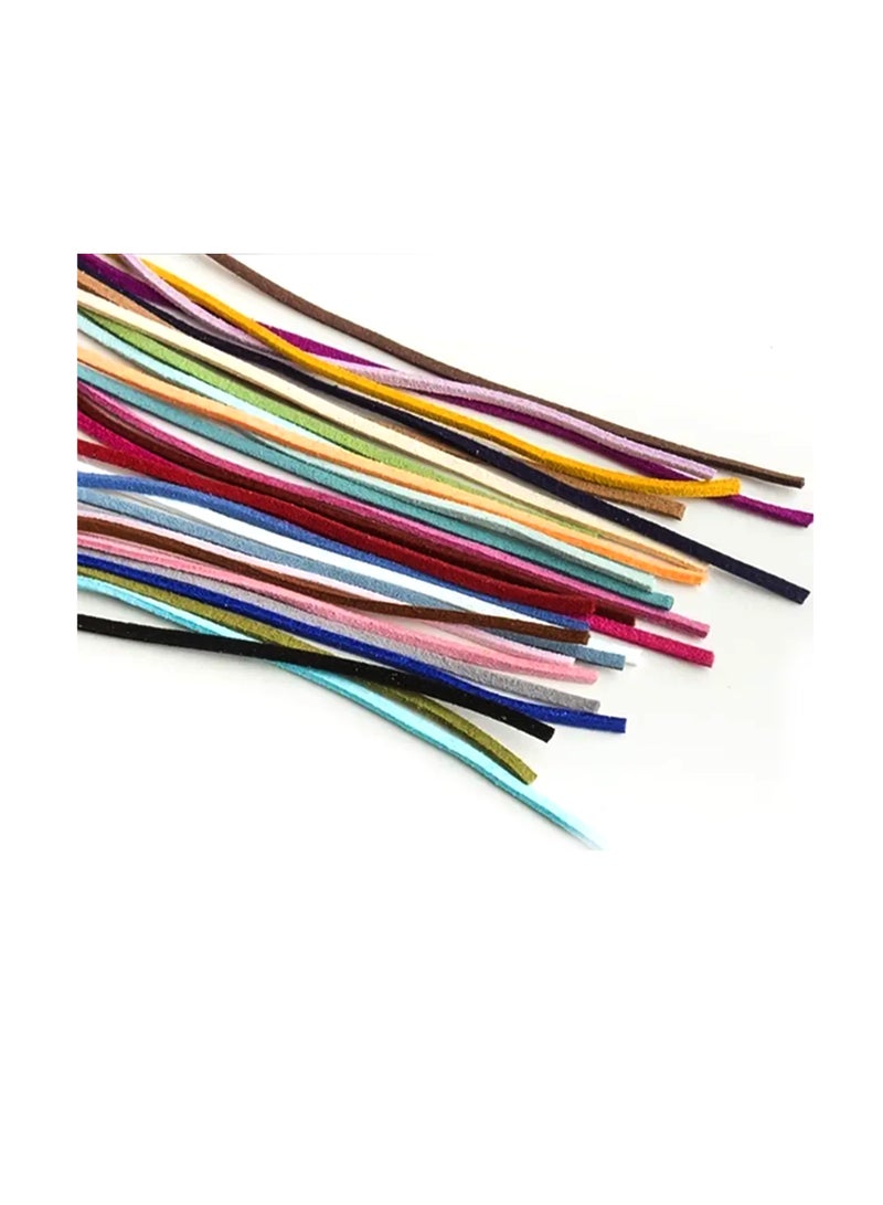 1 لفة 100 ياردة 2.6 مم حبال من جلد الغزال جلد دانتيل مسطح من جلد الغزال سلك خيط مخملي (اللون وردي) - Image 5