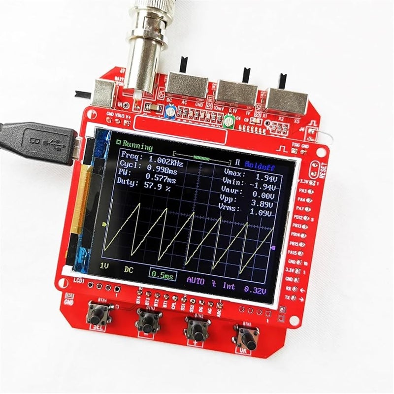 Fully Assembled Handheld Digital Oscilloscope 2.4 Inch TFT LCD Display with Alligator Probe Test Clip - Image 1