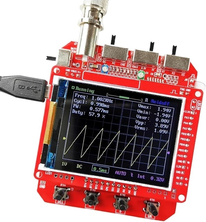 Fully Assembled Handheld Digital Oscilloscope 2.4 Inch TFT LCD Display with Alligator Probe Test Clip - Image 3