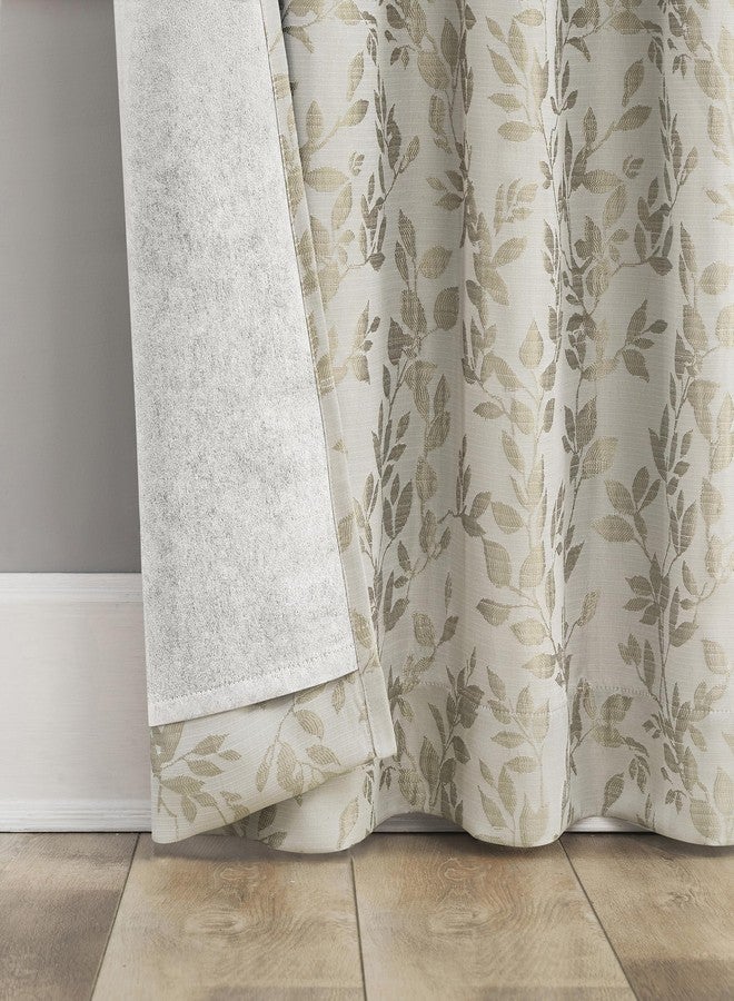 Sun Zero Eleanor 2-Pack Foliage Woven Jacquard 100% Total Blackout Back Tab Curtain Panel Pair, Stone, 36" W x 63" L (2 Panels) - Image 5