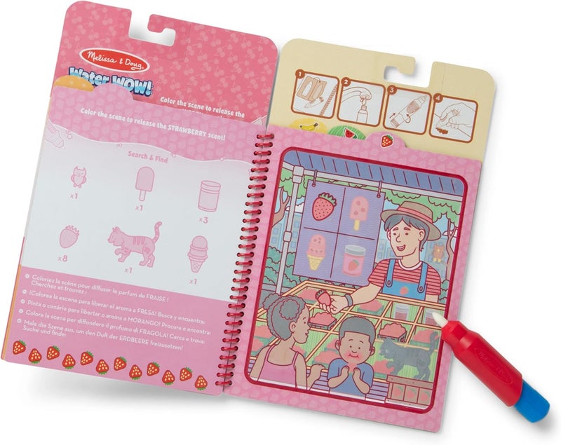 Melissa & Doug ملايسا ودوج واو الماء! لوحة نشاط قابلة لإعادة الاستخدام برائحة الفواكه مع 4 لوحات معطرة وقلم قابل للتعبئة - Image 4