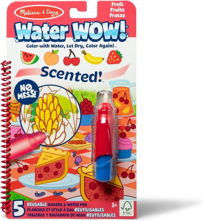 Melissa & Doug ملايسا ودوج واو الماء! لوحة نشاط قابلة لإعادة الاستخدام برائحة الفواكه مع 4 لوحات معطرة وقلم قابل للتعبئة - Image 1