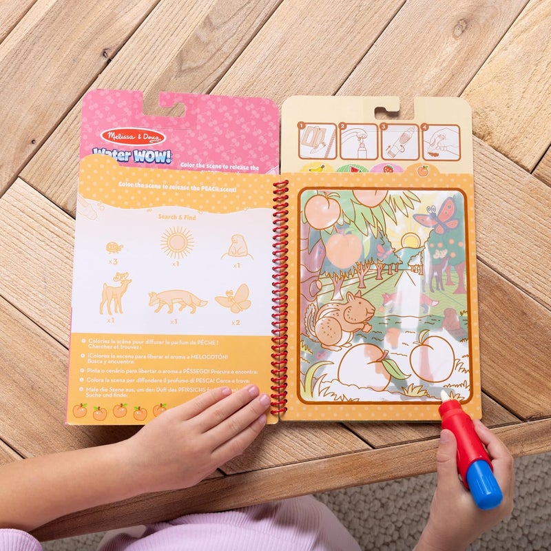 Melissa & Doug ملايسا ودوج واو الماء! لوحة نشاط قابلة لإعادة الاستخدام برائحة الفواكه مع 4 لوحات معطرة وقلم قابل للتعبئة - Image 5