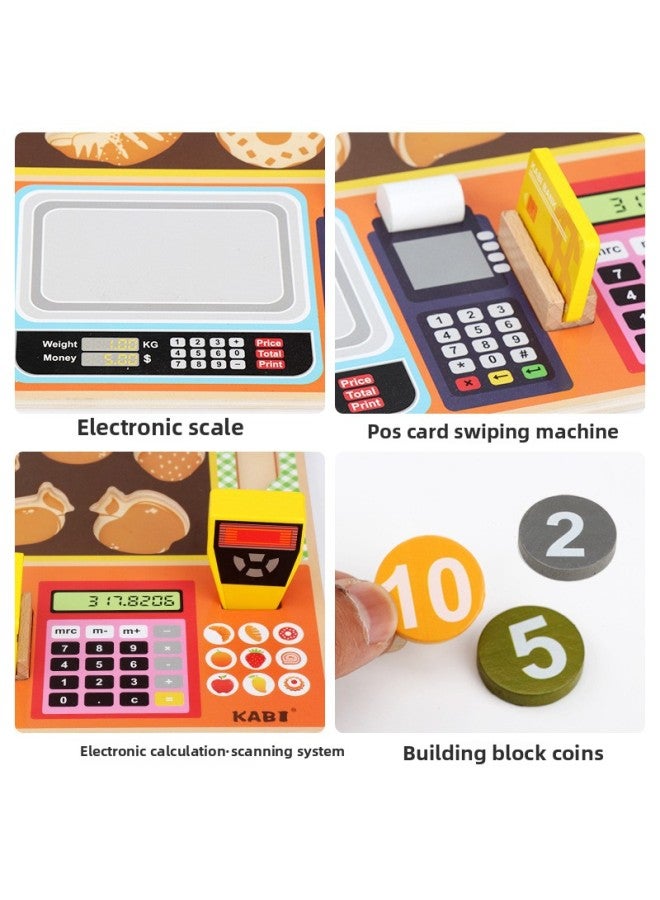 Kabi Fruit Store 0.58 Children's Wooden Fruit Play House Watch Simulation Cash Register Educational Early Education Toys-Color:Fruit Store  - Image 3