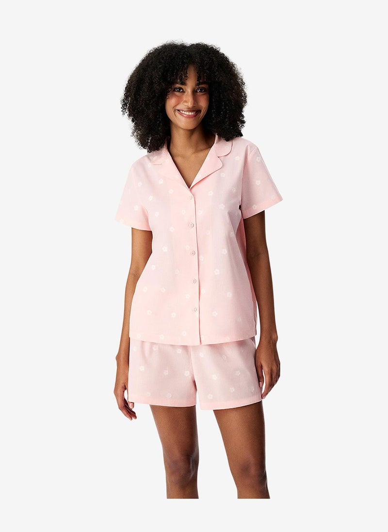 Penti Women's Pink Short Sleeve Cotton Pyjama Set with Shorts - Image 1