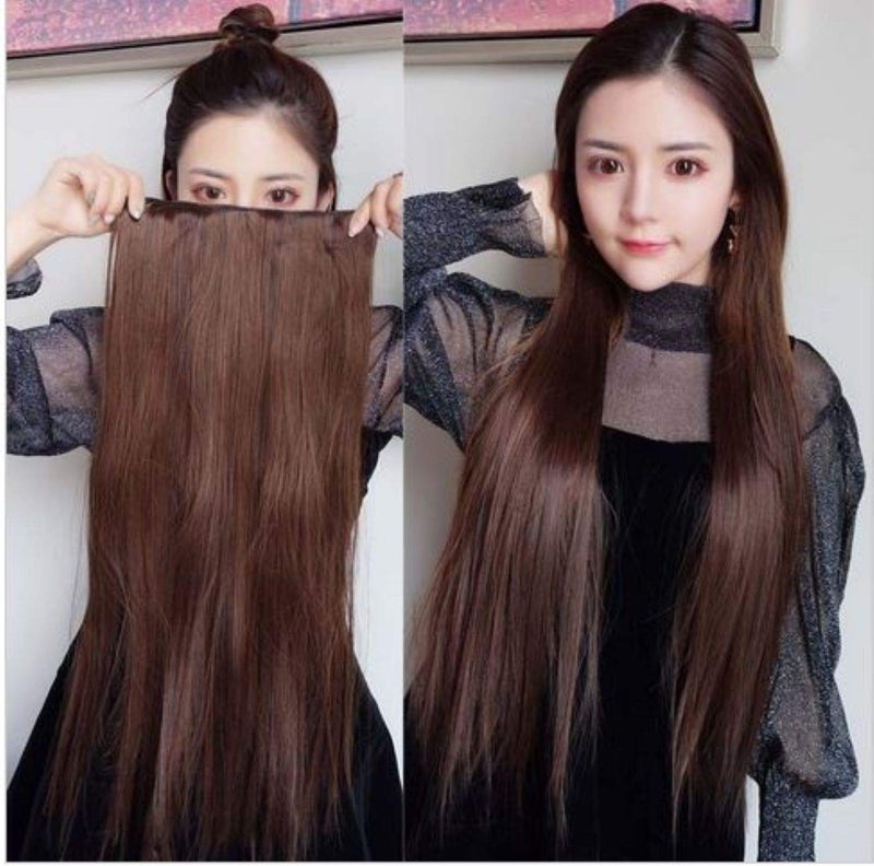 CHANDERKASH straight synthetic Fiber Hair Extension 24Inches Brown Hair Extension Bun Juda Hair Accessories Hair Clips Messy Bun - Image 1