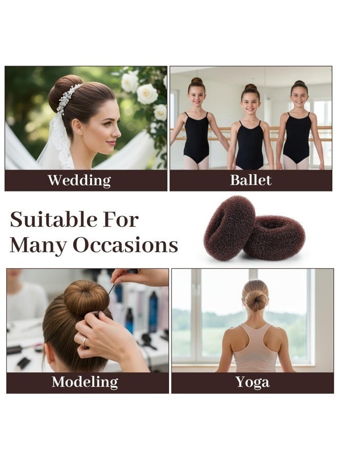 6 Pcs  Extra Small Hair Bun Maker for Kids Hair Donut Sock Bun Form for Girls Mini Hair Doughnut Shaper for Short and Thin Hair (Small Size 2.3 Inch,Dark Brown) - Image 3