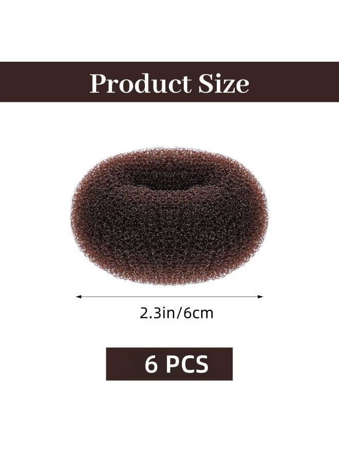 6 Pcs  Extra Small Hair Bun Maker for Kids Hair Donut Sock Bun Form for Girls Mini Hair Doughnut Shaper for Short and Thin Hair (Small Size 2.3 Inch,Dark Brown) - Image 2