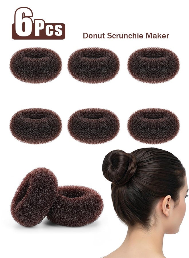 6 Pcs  Extra Small Hair Bun Maker for Kids Hair Donut Sock Bun Form for Girls Mini Hair Doughnut Shaper for Short and Thin Hair (Small Size 2.3 Inch,Dark Brown) - Image 1