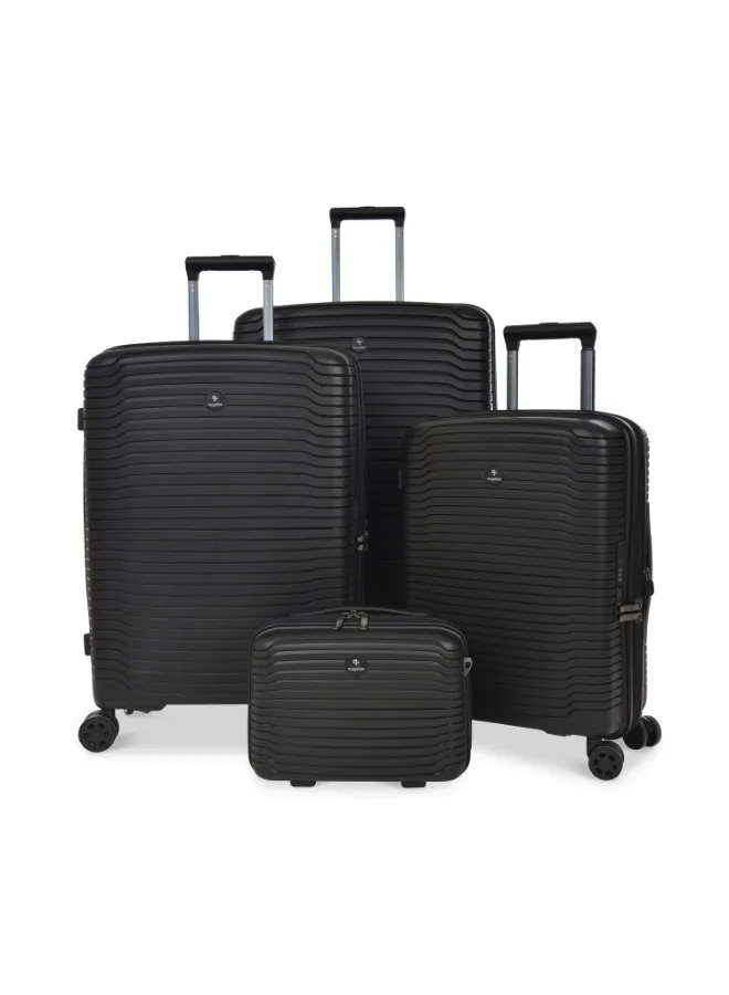 MAGELLAN Hard Shell PP Trolley 4-Piece Luggage Set PPT027/4P 13 20 24 28 Inch Expandable Suitcase Set with TSA Lock 4 Double Spinner Wheels