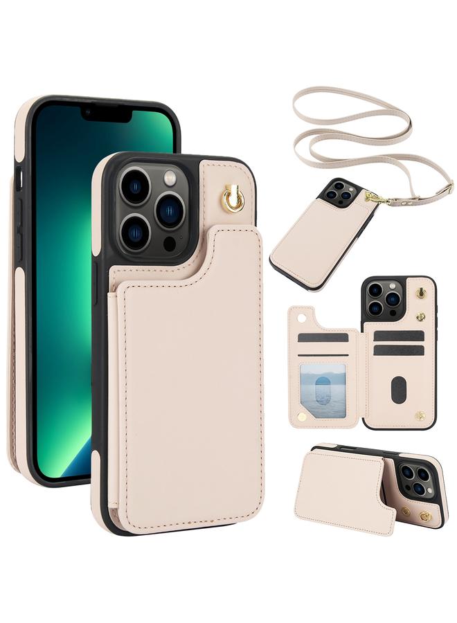 Zaboon Case For iPhone 13 Pro Max Crossbody Dual-Buckle Wallet Back Leather Phone Case - Image 1