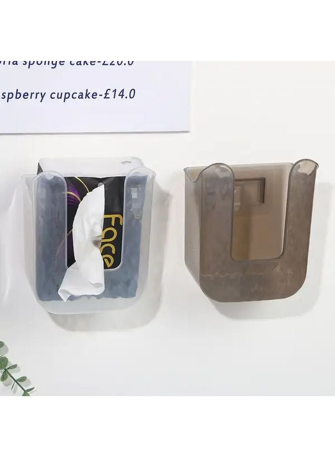 Gray Wall Mounted Wet Wipes Holder With Transparent Lid Bathroom Kitchen Organizer - Image 5