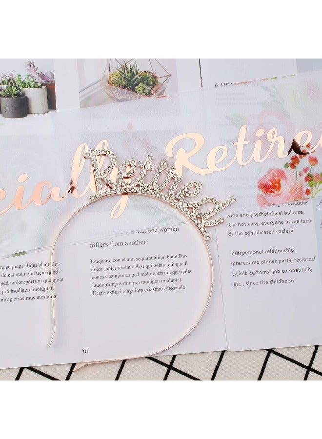 Officially Retired Retirement Party Set, Rose Gold Retired Tiara Headband and Retirement Sash Set, Retired Gifts for Men Women, Retirement Party Decorations, Retirement Party Supplies Hair Accessories - Image 3