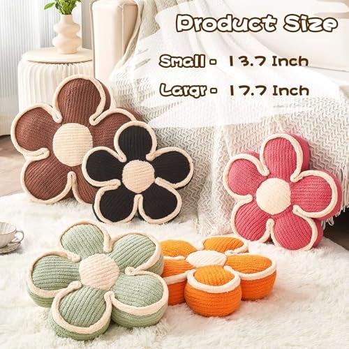 Kcvvcr Soft Flower Shaped Floor Cushion, Plush Decorative Throw Pillow, Cute Seating Cushion, Room Decor Pillow for Sofa Couch Bed (13.7 Inch, Black) - Image 3