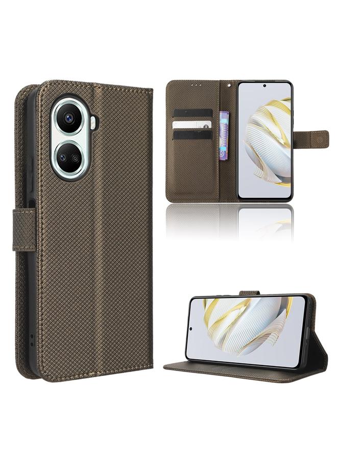 زبون جراب لهاتف Huawei nova 10 SE مصنوع من الجلد بتصميم ماسي - Image 1