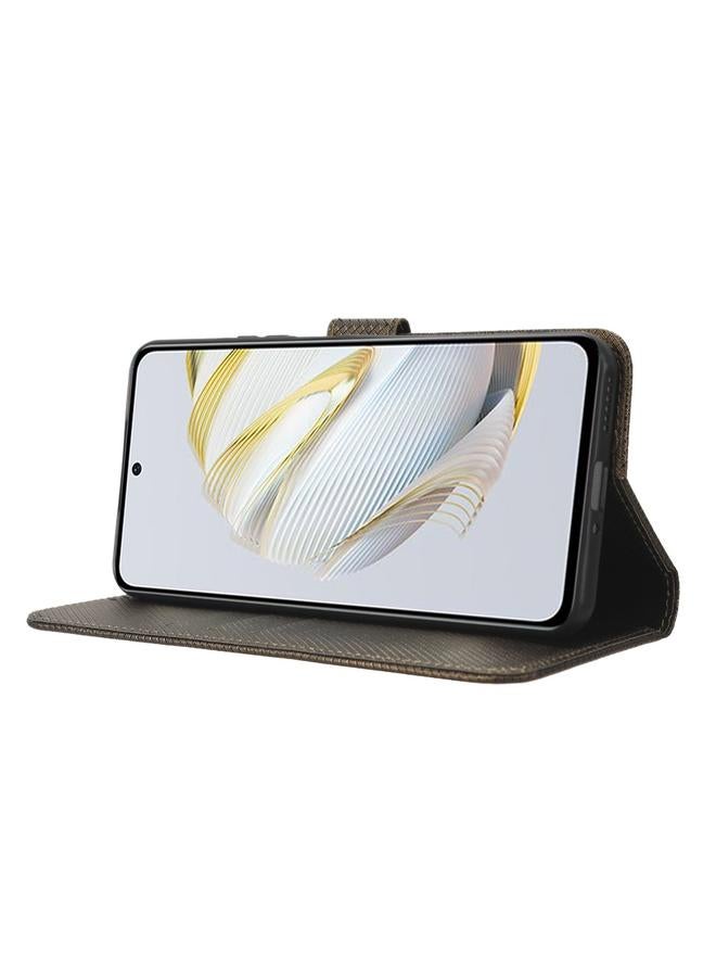 زبون جراب لهاتف Huawei nova 10 SE مصنوع من الجلد بتصميم ماسي - Image 4