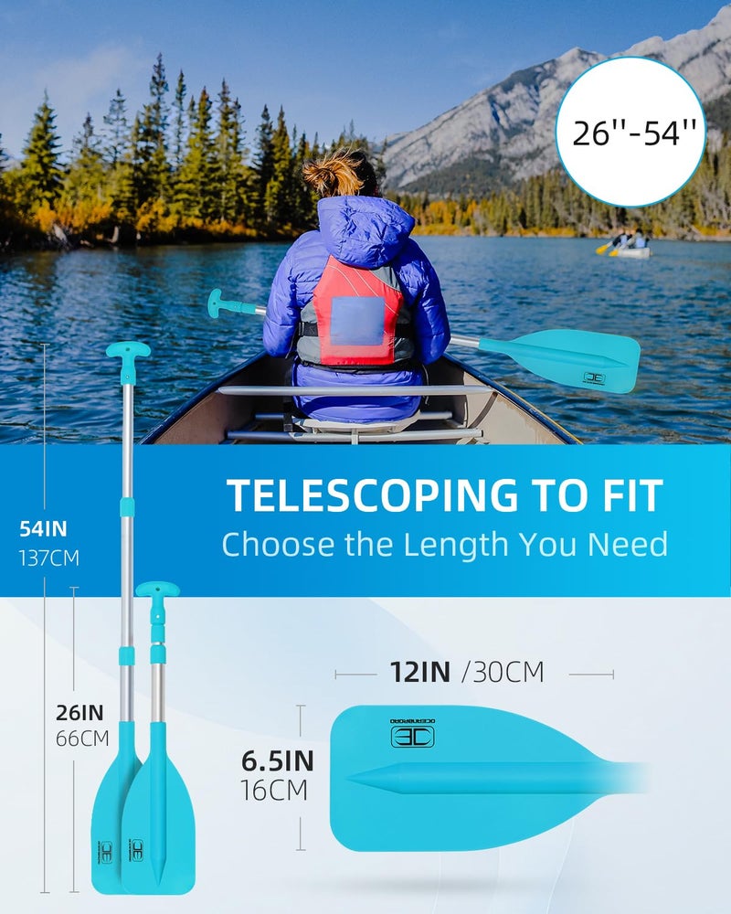 OCEANBROAD Telescoping Emergency Paddle 21''-42''ï¼ˆAssembling Requiredï¼‰ Collapsible Paddles Aluminium Shaft for Kayaking Boating Canoeing River Tubing, Blue, 1 Paddle - Image 5